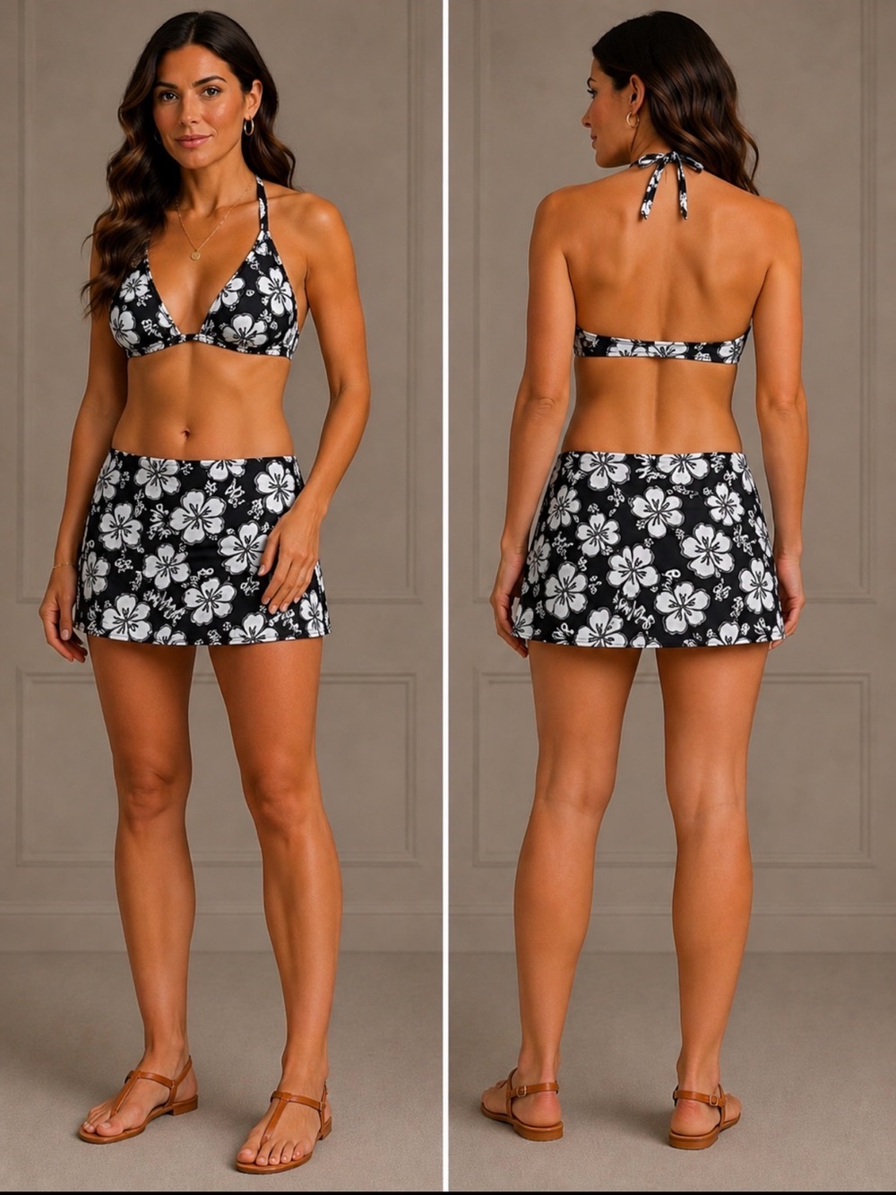 Victoria's Secret Black and White Floral Bikini Set